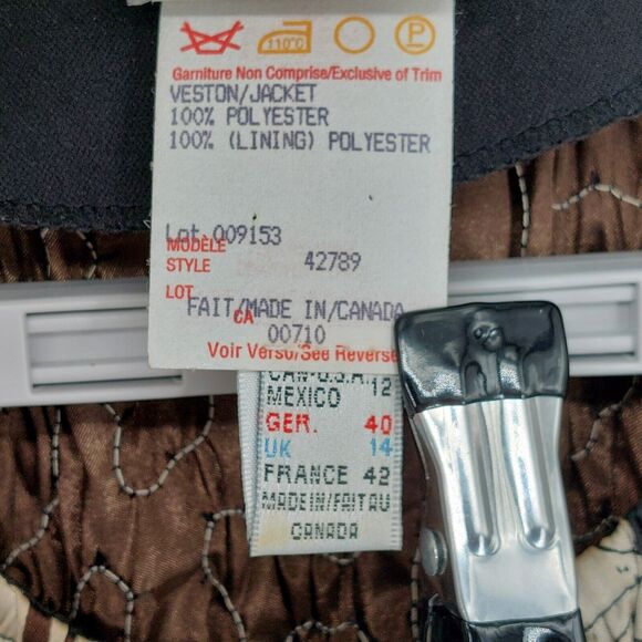 Vintage Joseph Ribkoff Jacket Womens Sz 12 Black Scrunch Textured Designer Chic - Picture 10 of 11